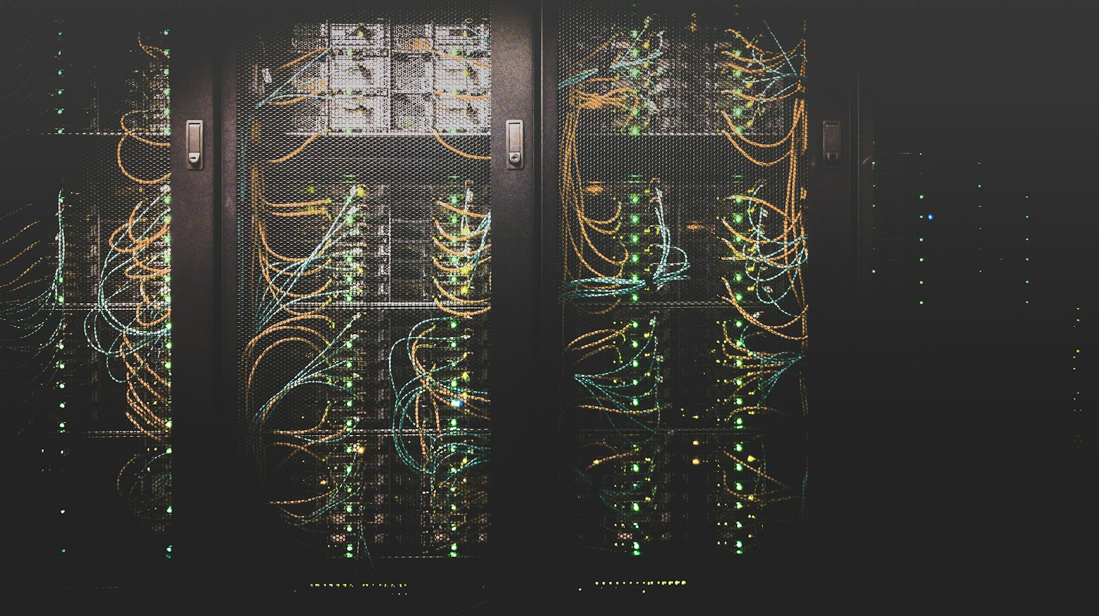 Network cables connected to switching equipment